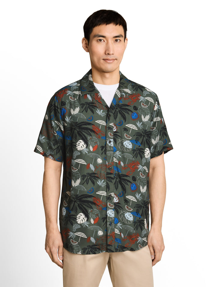 printed viscose twill shirt, leaf green beach design 40190 Bild 5