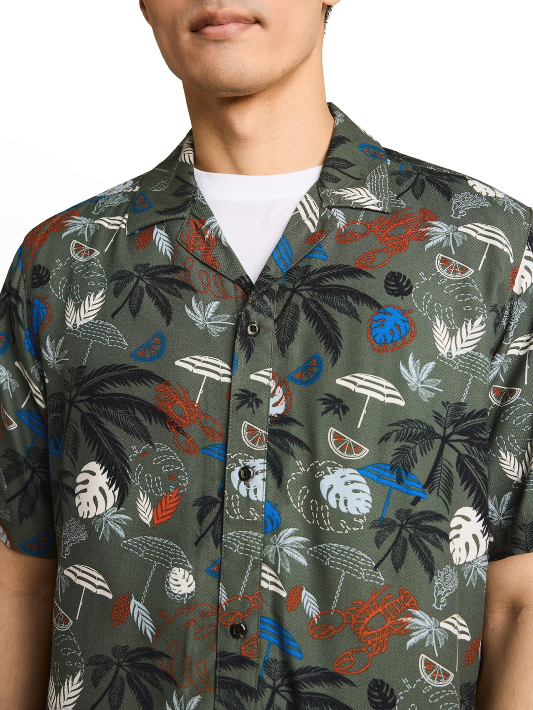 printed viscose twill shirt, leaf green beach design 40190 Bild 6