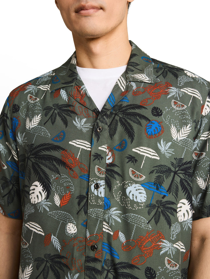 printed viscose twill shirt, leaf green beach design 40190 Bild 6