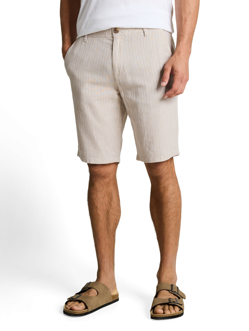 regular cotton linen chino sho, cashew beige stripe 39617 Bild 2