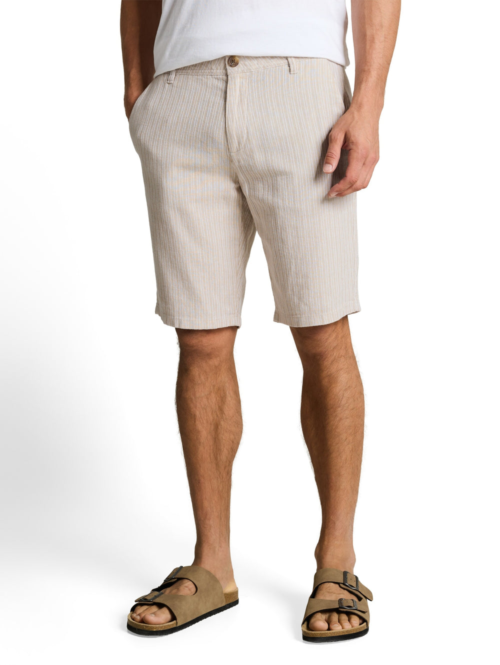 regular cotton linen chino sho, cashew beige stripe 39617 Bild 2