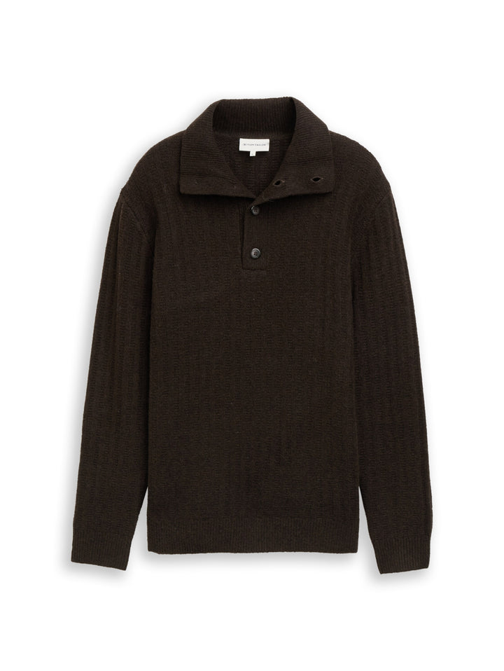 rib structure button troyer kn, dark chocolate brown melange 40781 Bild 1