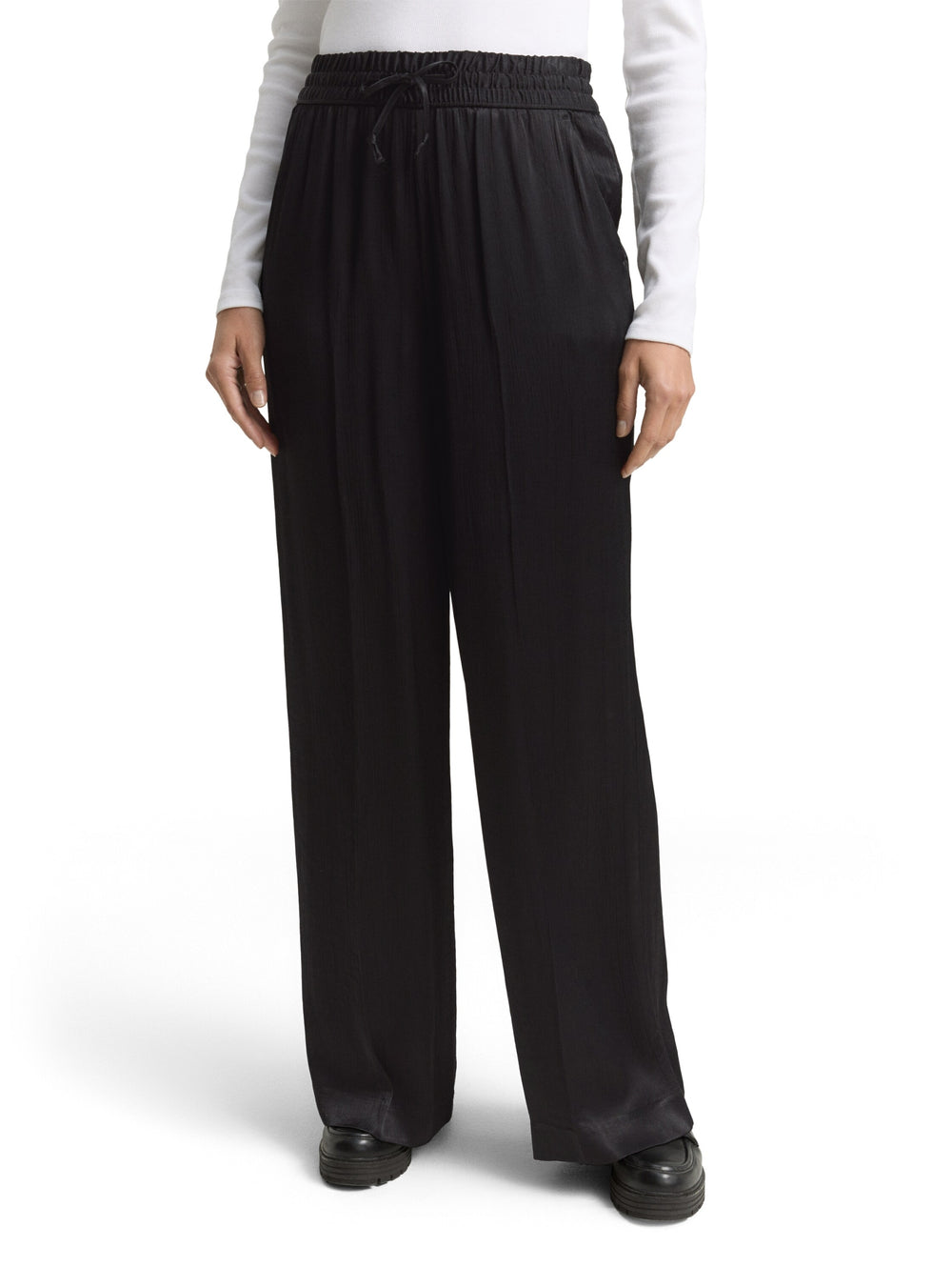 satin wide leg pants, deep black 14482 Bild 2