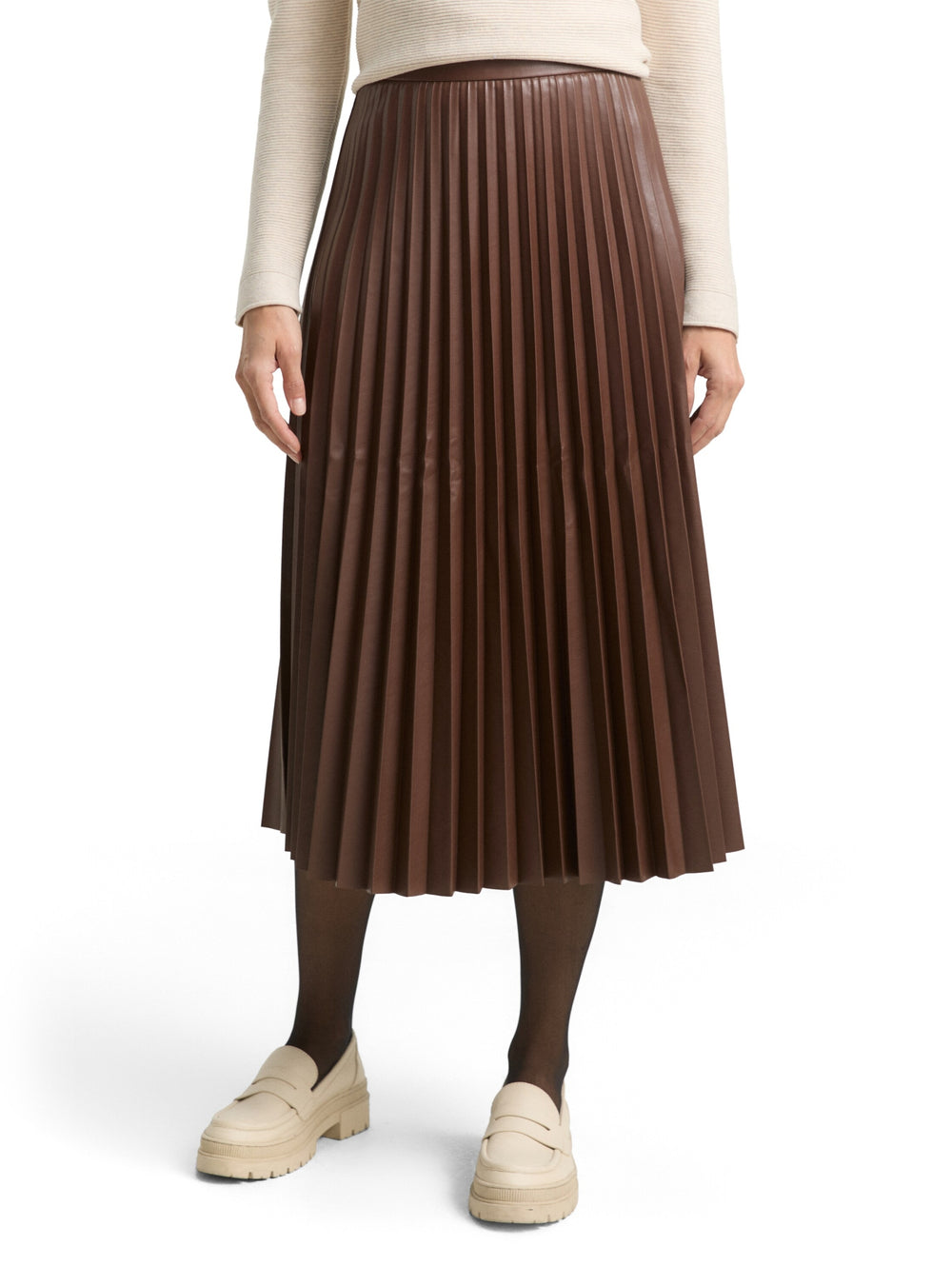 skirt plissee fake leather, dark pecan brown 27506 Bild 2