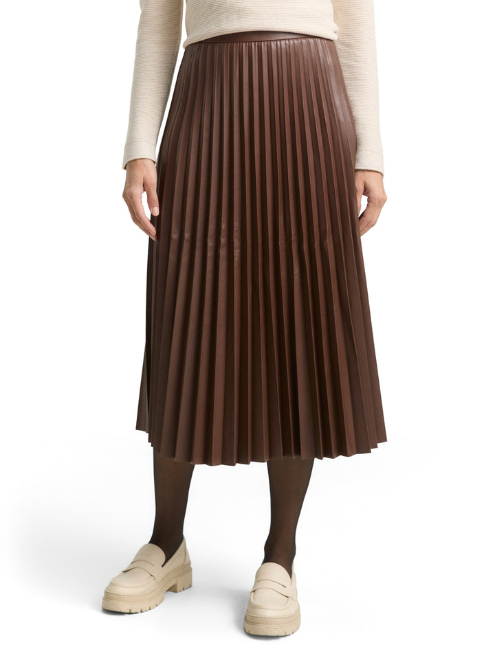 skirt plissee fake leather, dark pecan brown 27506 Bild 2