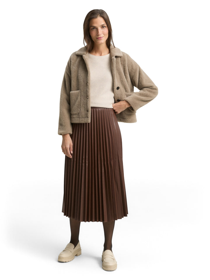 skirt plissee fake leather, dark pecan brown 27506 Bild 6