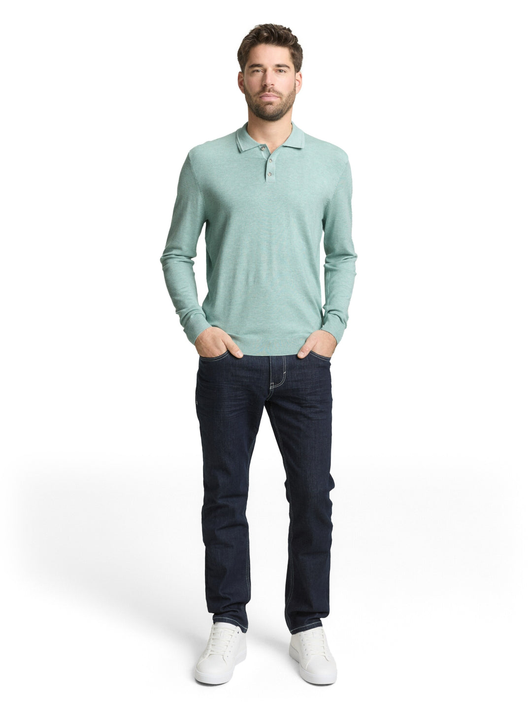 soft knit polo, soft greyish green melange 39549 Bild 3