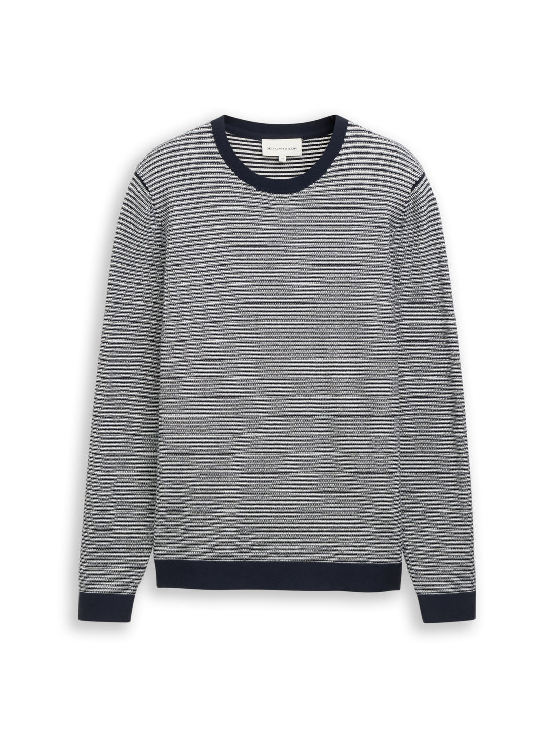 striped crew neck pullover, structured stripe navy white 39562 Bild 1