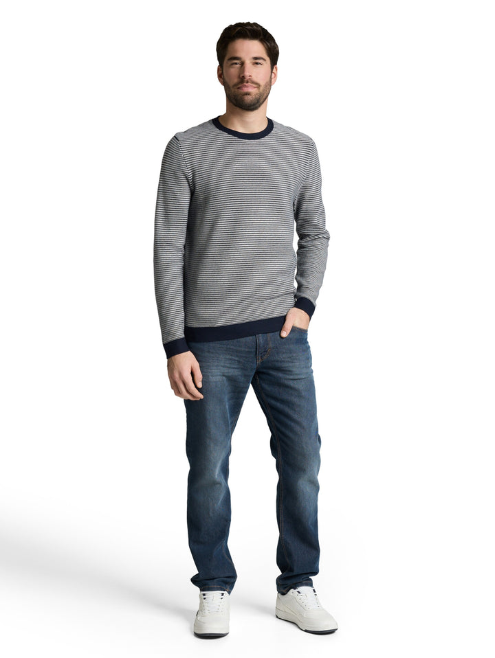 striped crew neck pullover, structured stripe navy white 39562 Bild 3