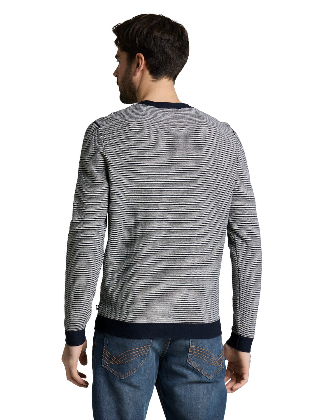 striped crew neck pullover, structured stripe navy white 39562 Bild 4