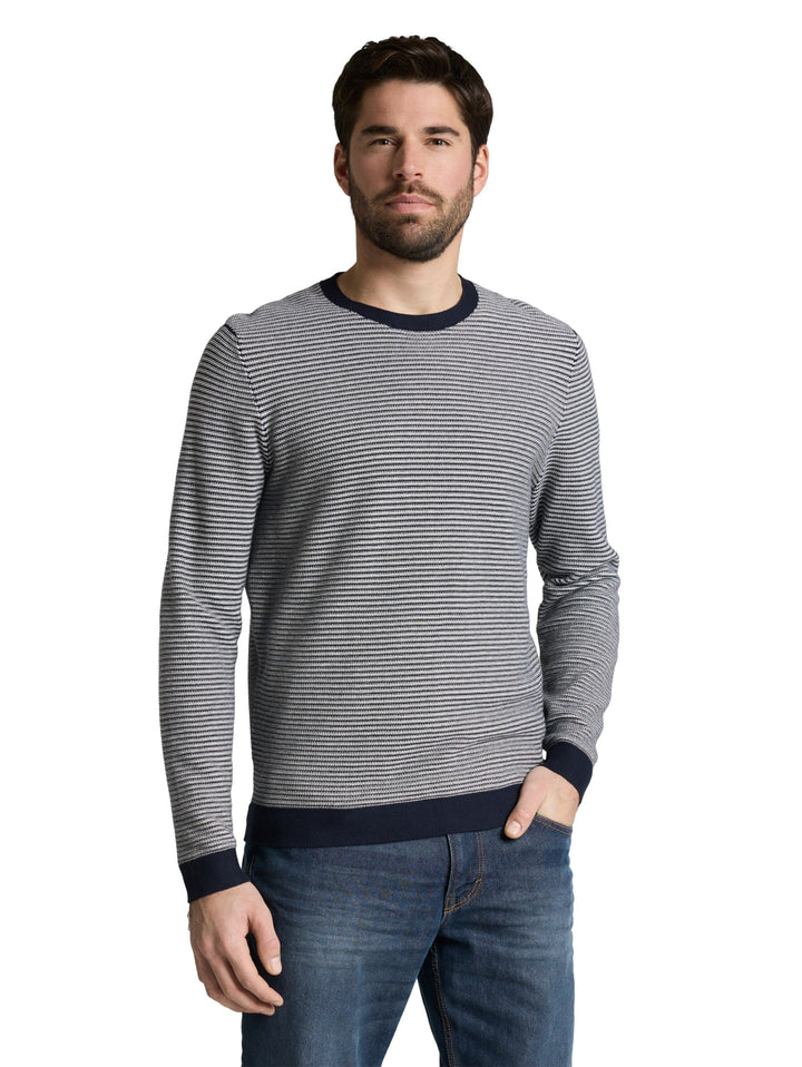 striped crew neck pullover, structured stripe navy white 39562 Bild 5