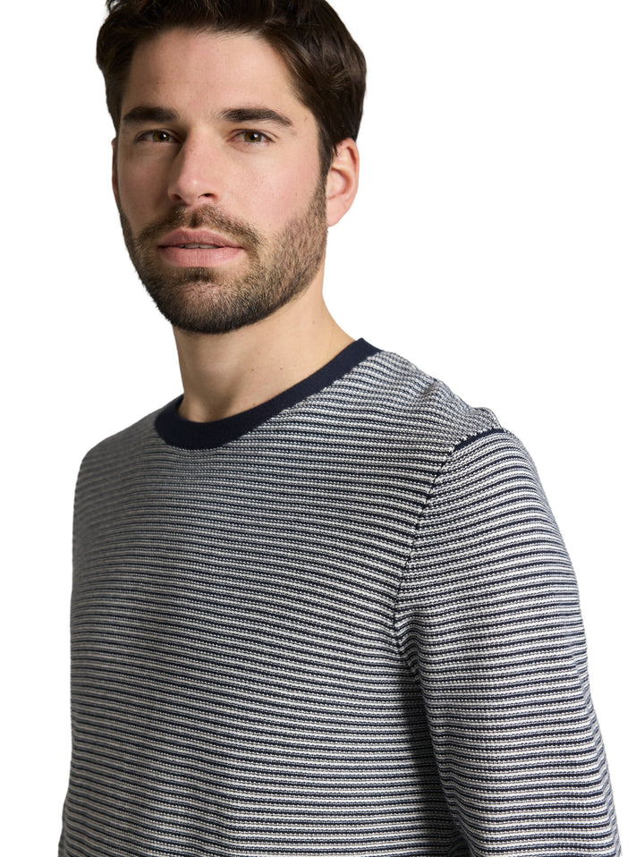 striped crew neck pullover, structured stripe navy white 39562 Bild 6