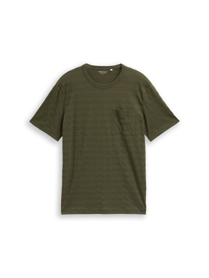 striped structured t-shirt, deep leaf green 26543 Bild 1