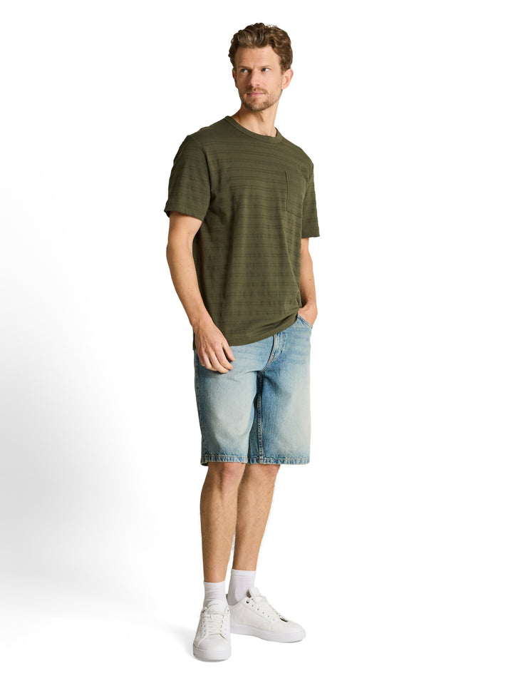striped structured t-shirt, deep leaf green 26543 Bild 3