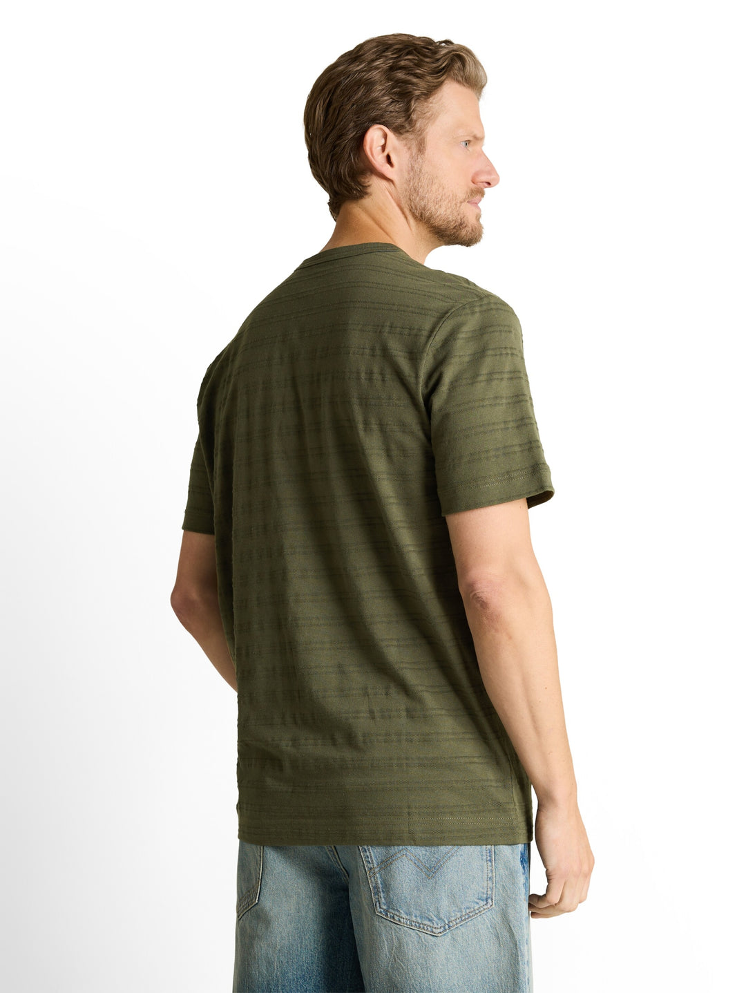 striped structured t-shirt, deep leaf green 26543 Bild 4