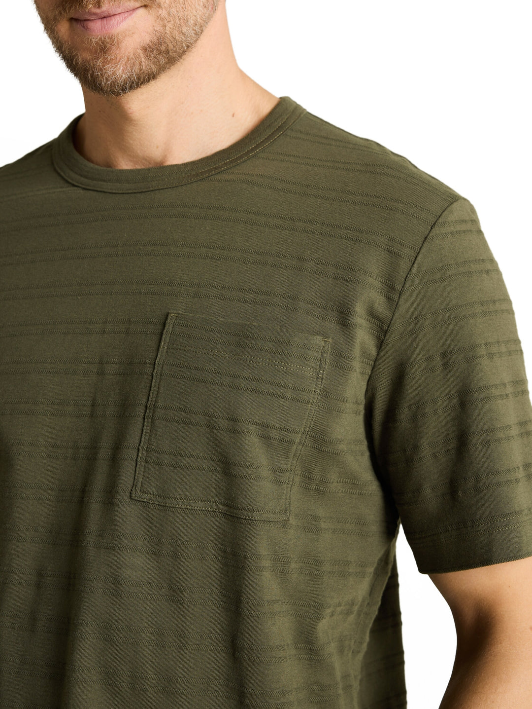 striped structured t-shirt, deep leaf green 26543 Bild 5