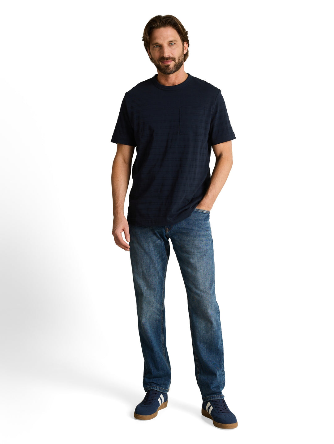 striped structured t-shirt, sky captain blue 10668 Bild 3