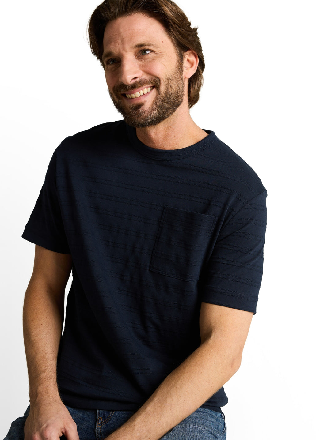 striped structured t-shirt, sky captain blue 10668 Bild 5