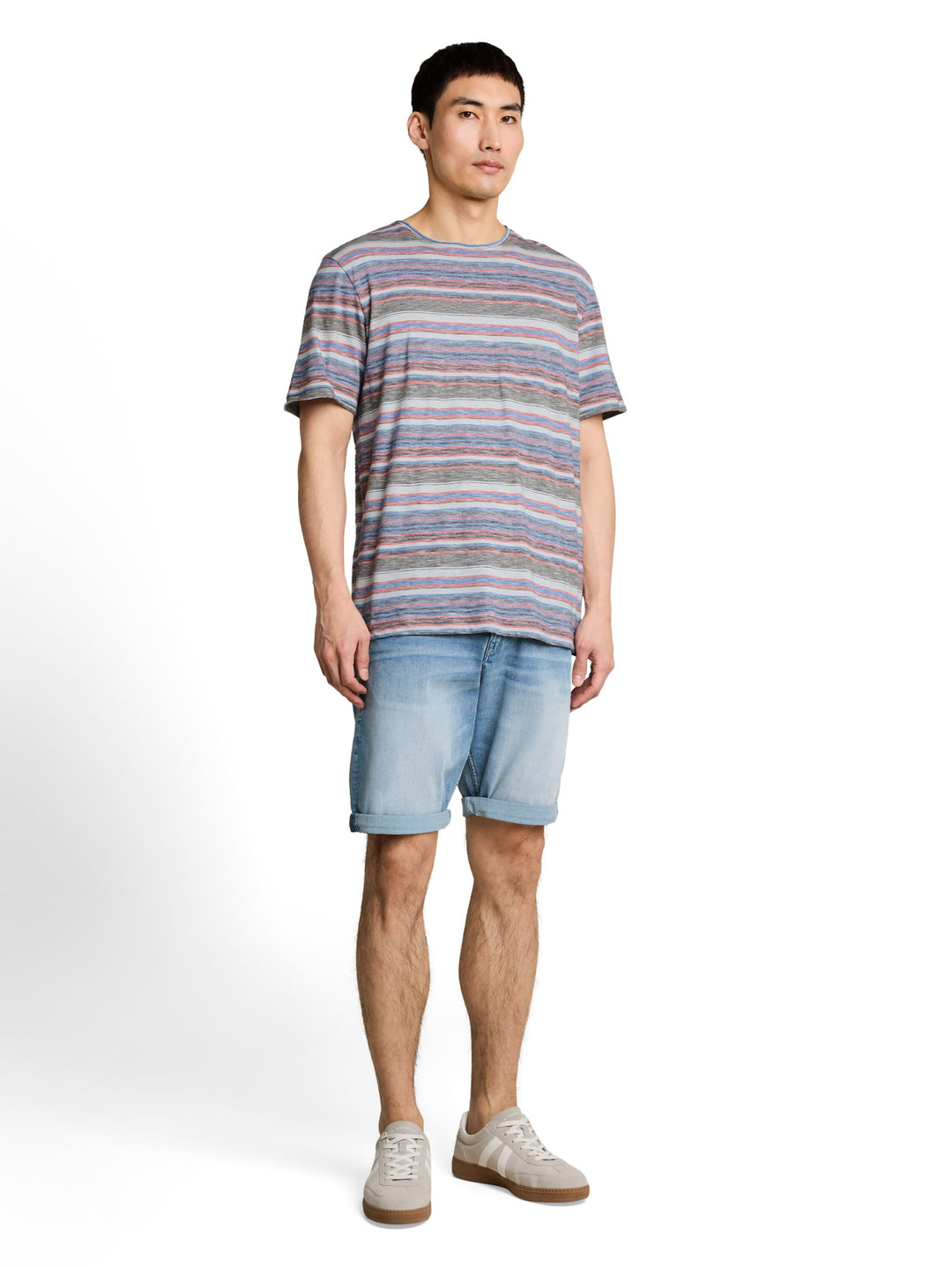 striped t-shirt, white green multicolor stripe 40382 Bild 3