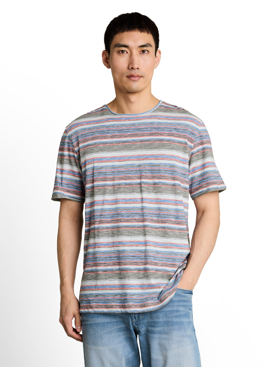 striped t-shirt, white green multicolor stripe 40382 Bild 5