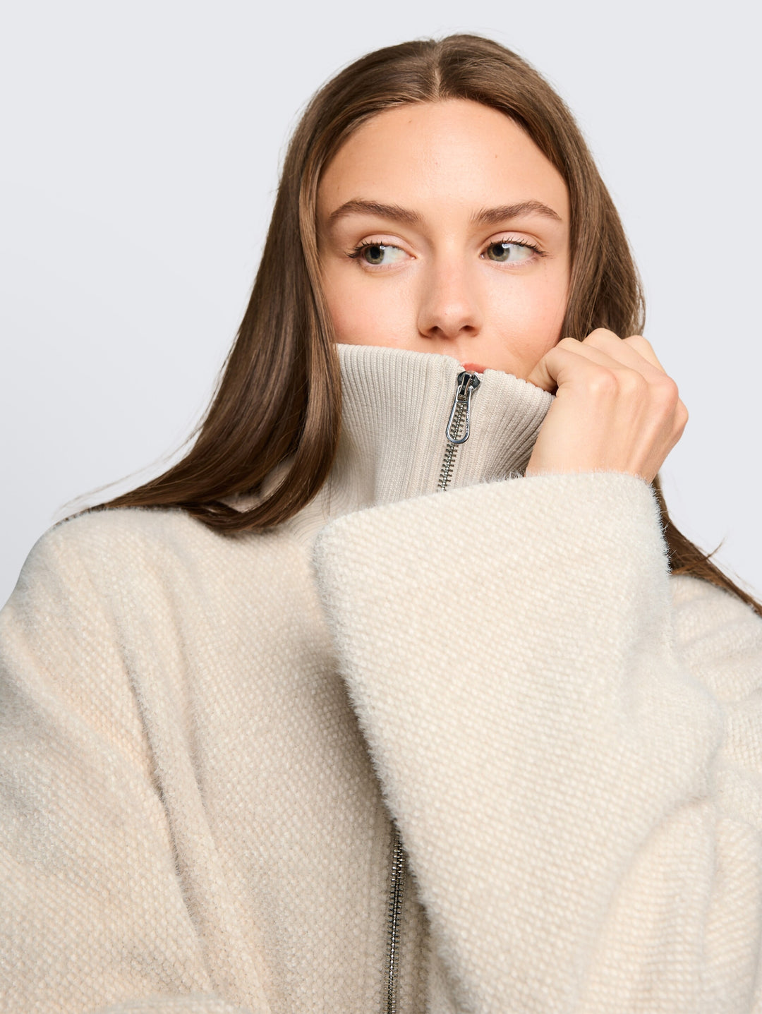 structured cosy jacket, cold beige structure 41069 Bild 10