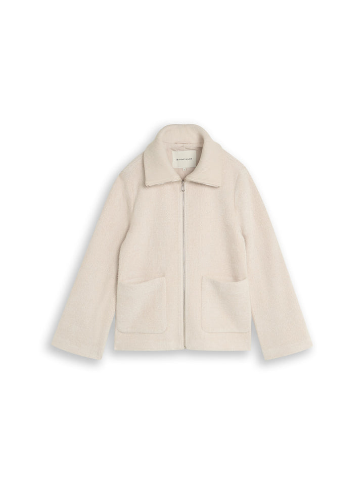 structured cosy jacket, cold beige structure 41069 Bild 1