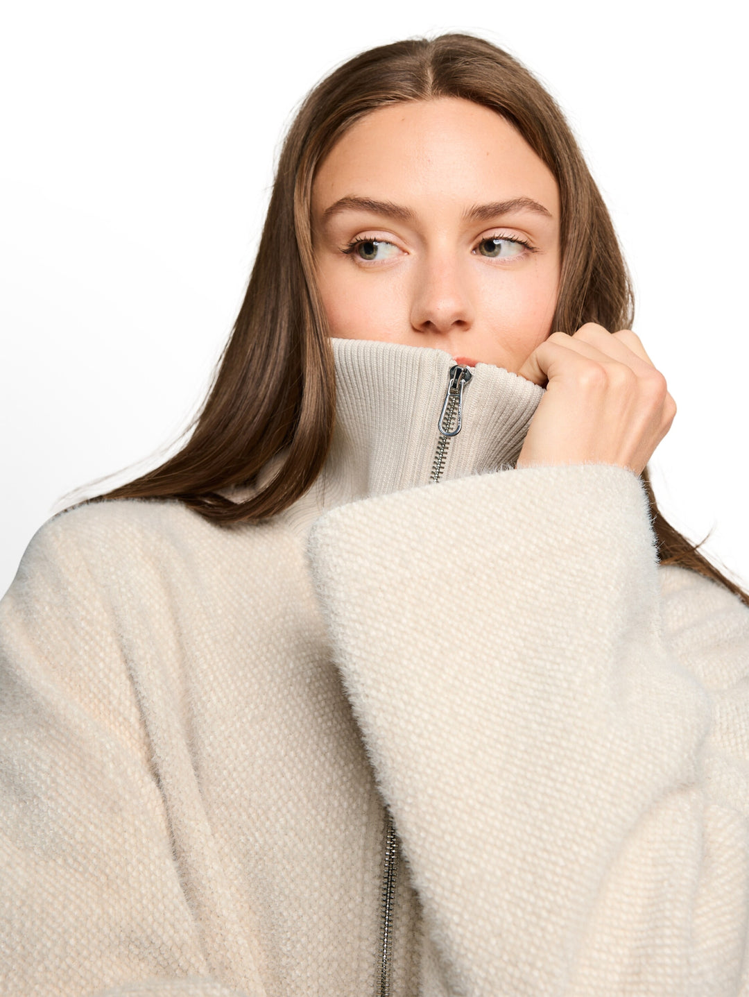 structured cosy jacket, cold beige structure 41069 Bild 6