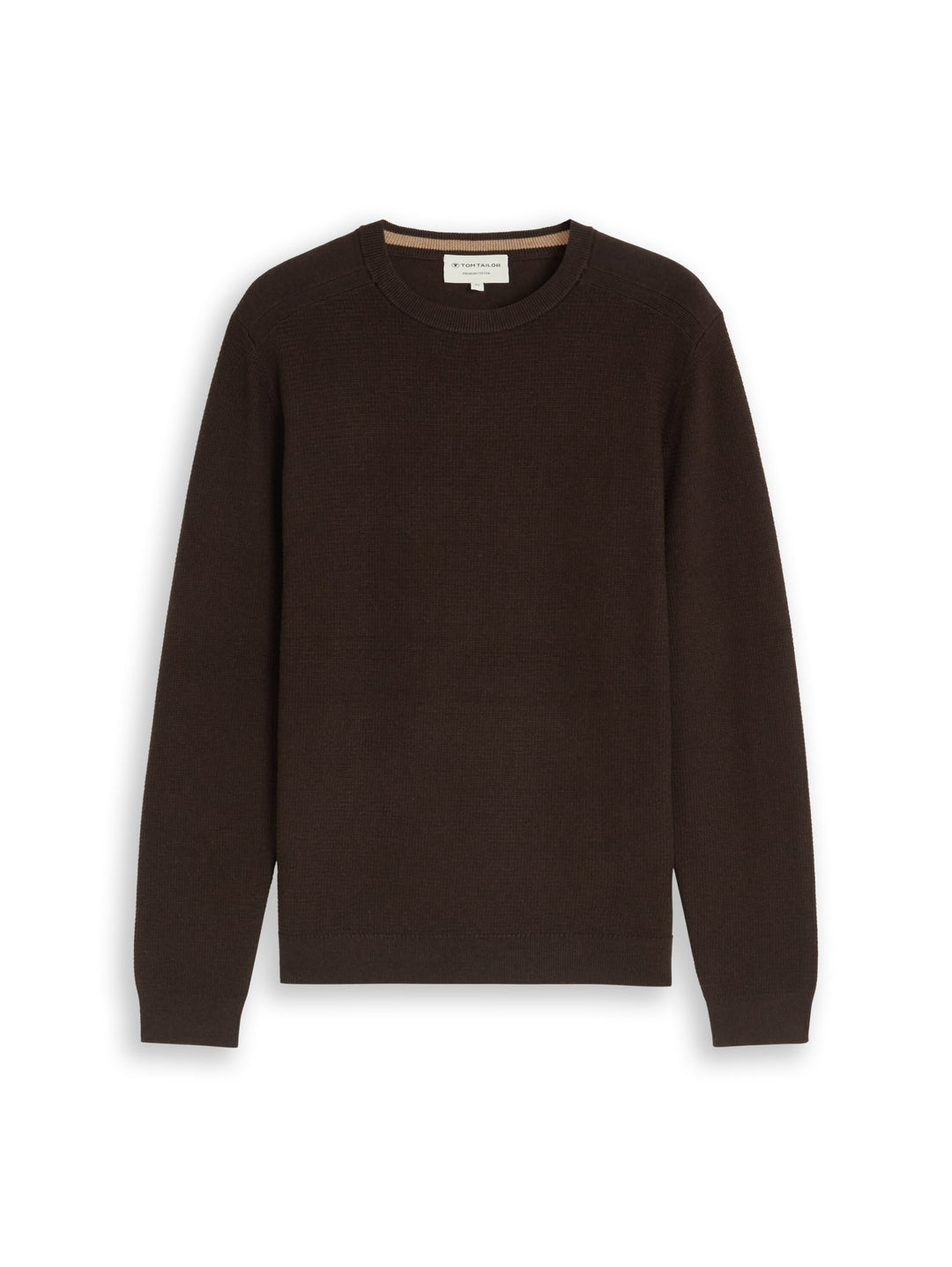 structured crew neck knit, dark chocolate brown melange 40781 Bild 1