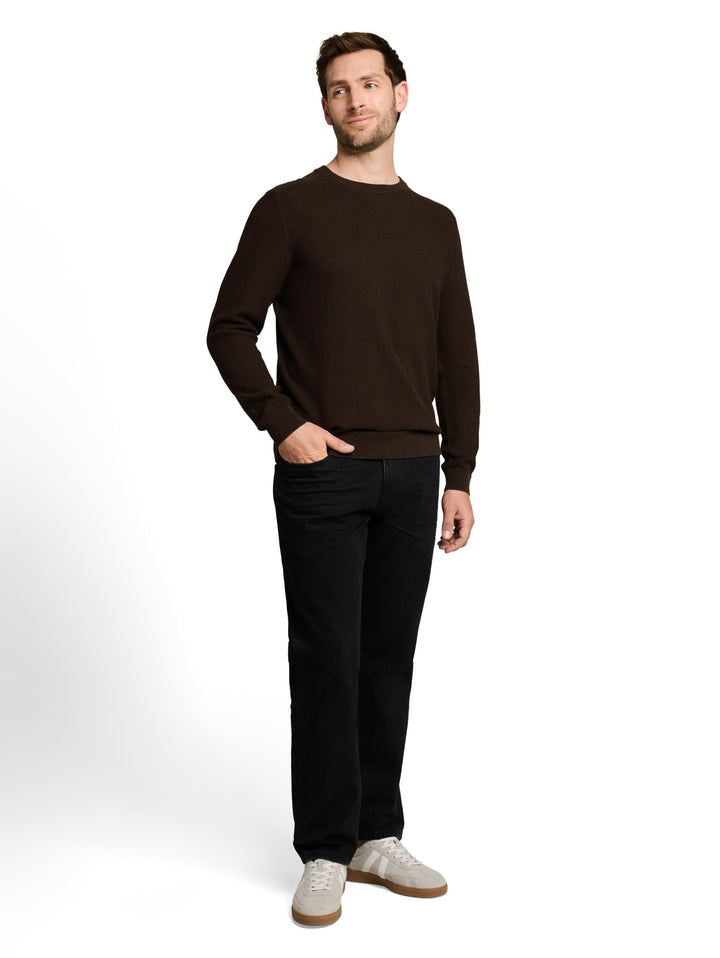 structured crew neck knit, dark chocolate brown melange 40781 Bild 3