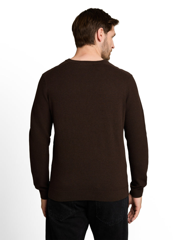 structured crew neck knit, dark chocolate brown melange 40781 Bild 4