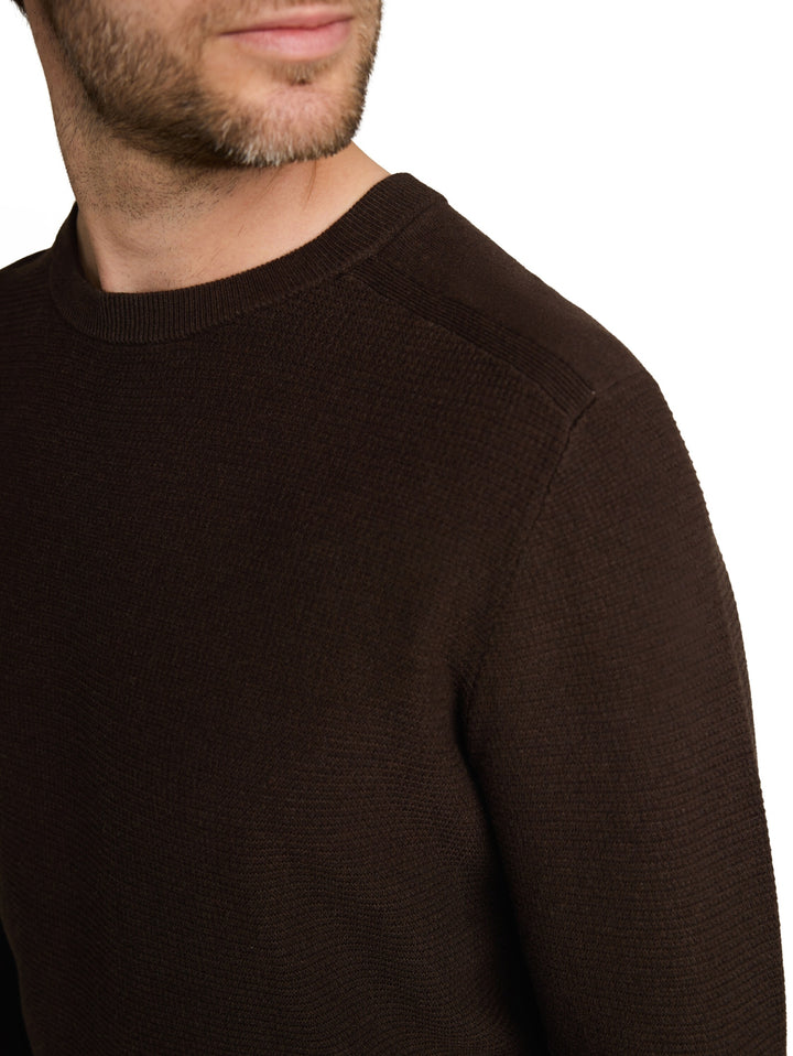 structured crew neck knit, dark chocolate brown melange 40781 Bild 6