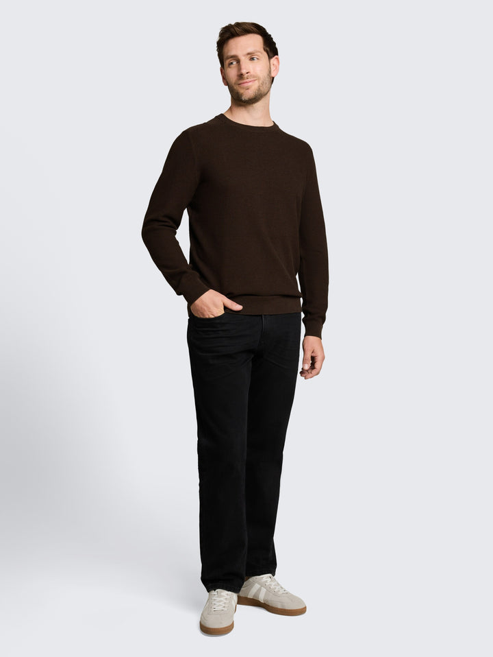 structured crew neck knit, dark chocolate brown melange 40781 Bild 7