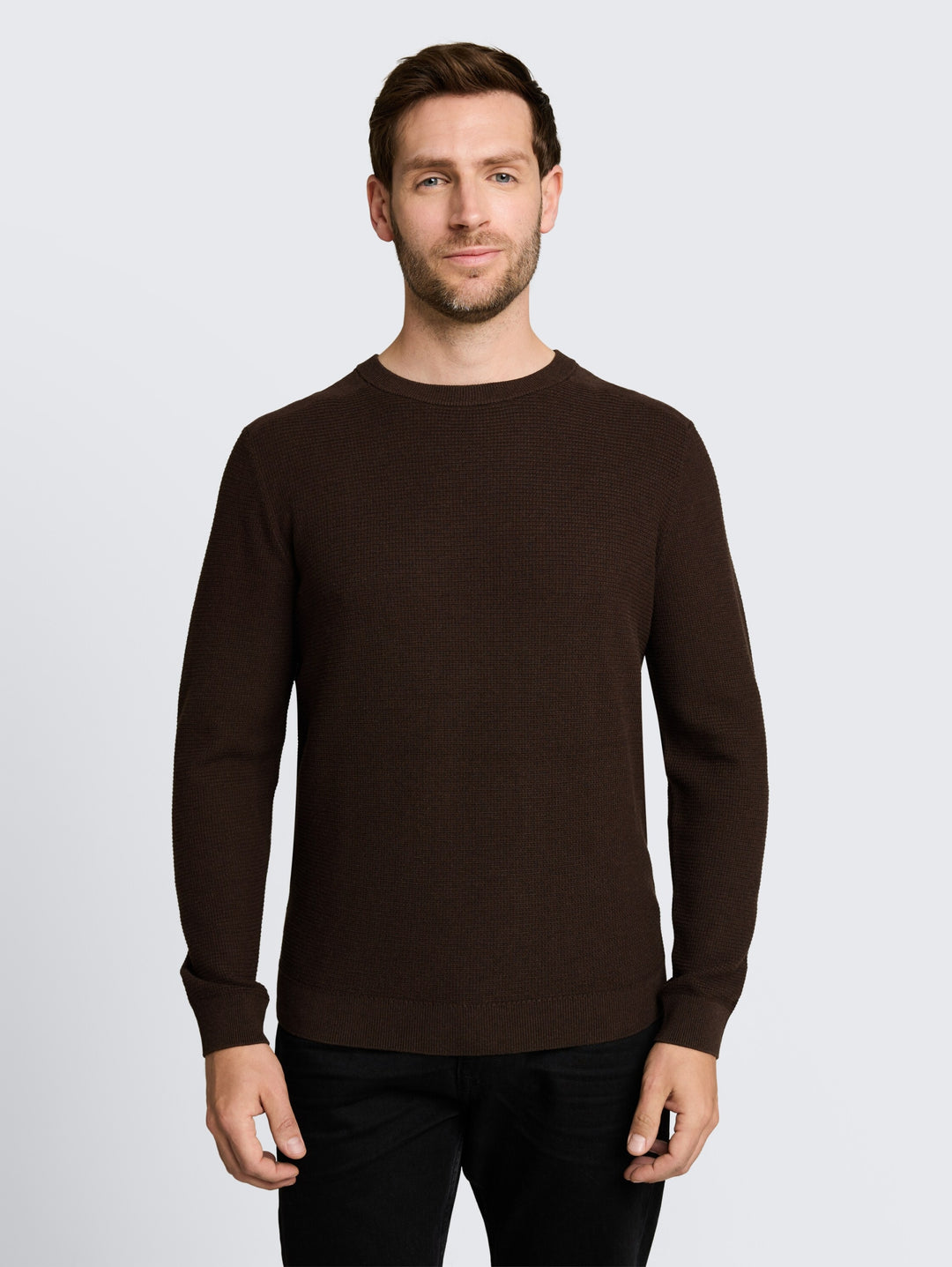 structured crew neck knit, dark chocolate brown melange 40781 Bild 8