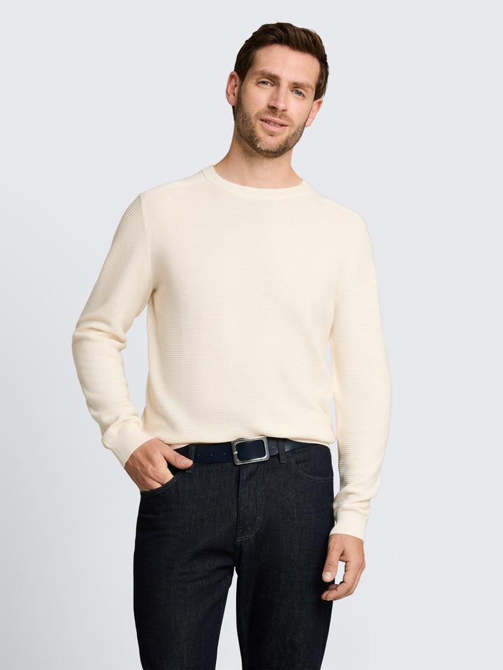 structured crew neck knit, Gardenia White 10348 Bild 11