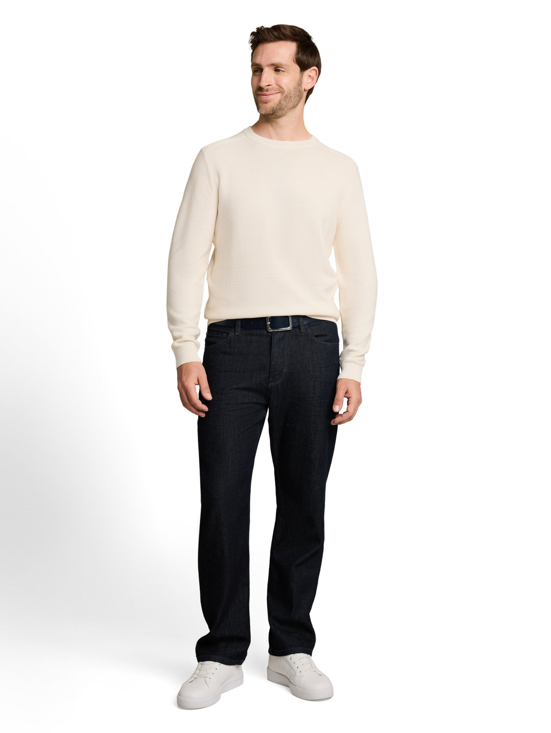 structured crew neck knit, Gardenia White 10348 Bild 3
