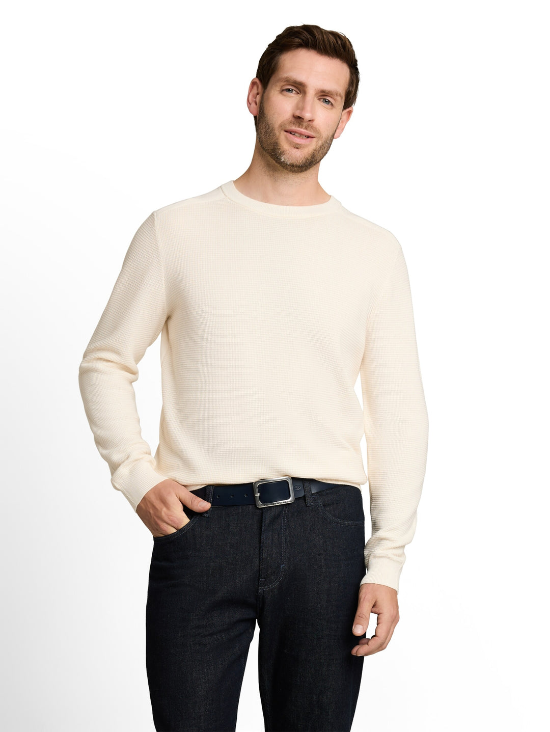 structured crew neck knit, Gardenia White 10348 Bild 6