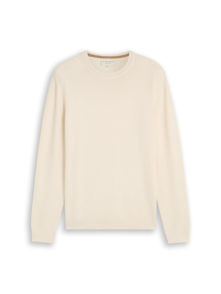 structured crew neck knit, Gardenia White 10348 Bild 7