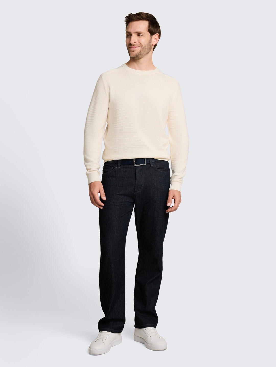 structured crew neck knit, Gardenia White 10348 Bild 8