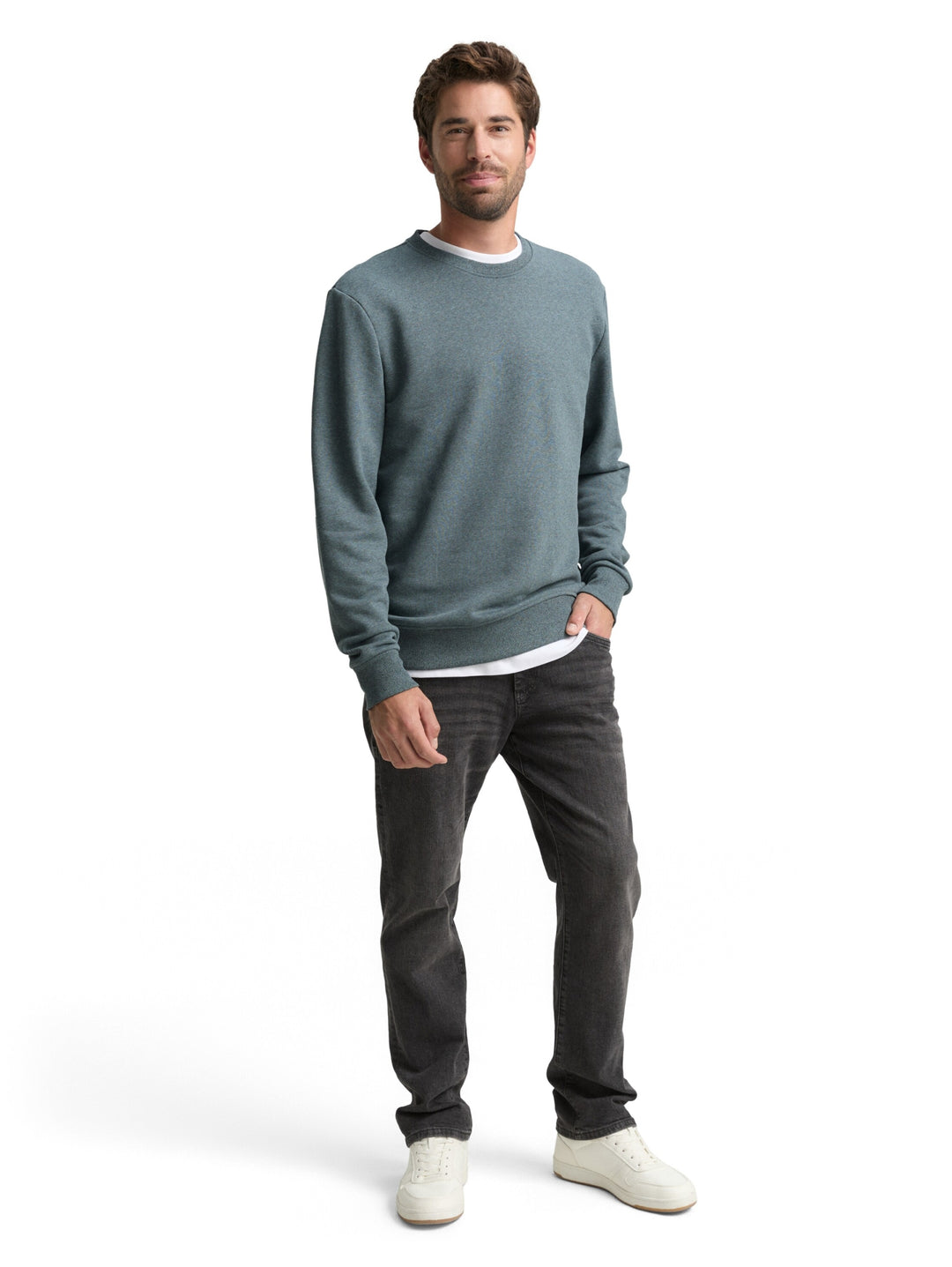 structured crewneck, grey mint navy structure 38871 Bild 3