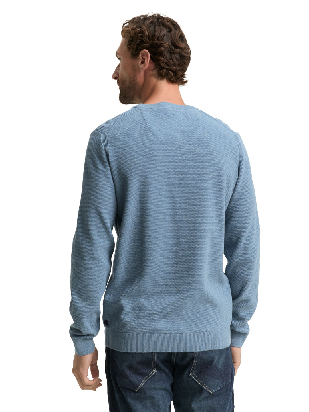 structured crewneck knit, faded blue melange 39094 Bild 4