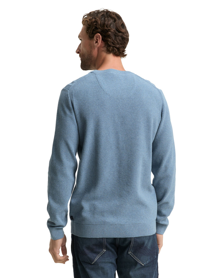 structured crewneck knit, faded blue melange 39094 Bild 4