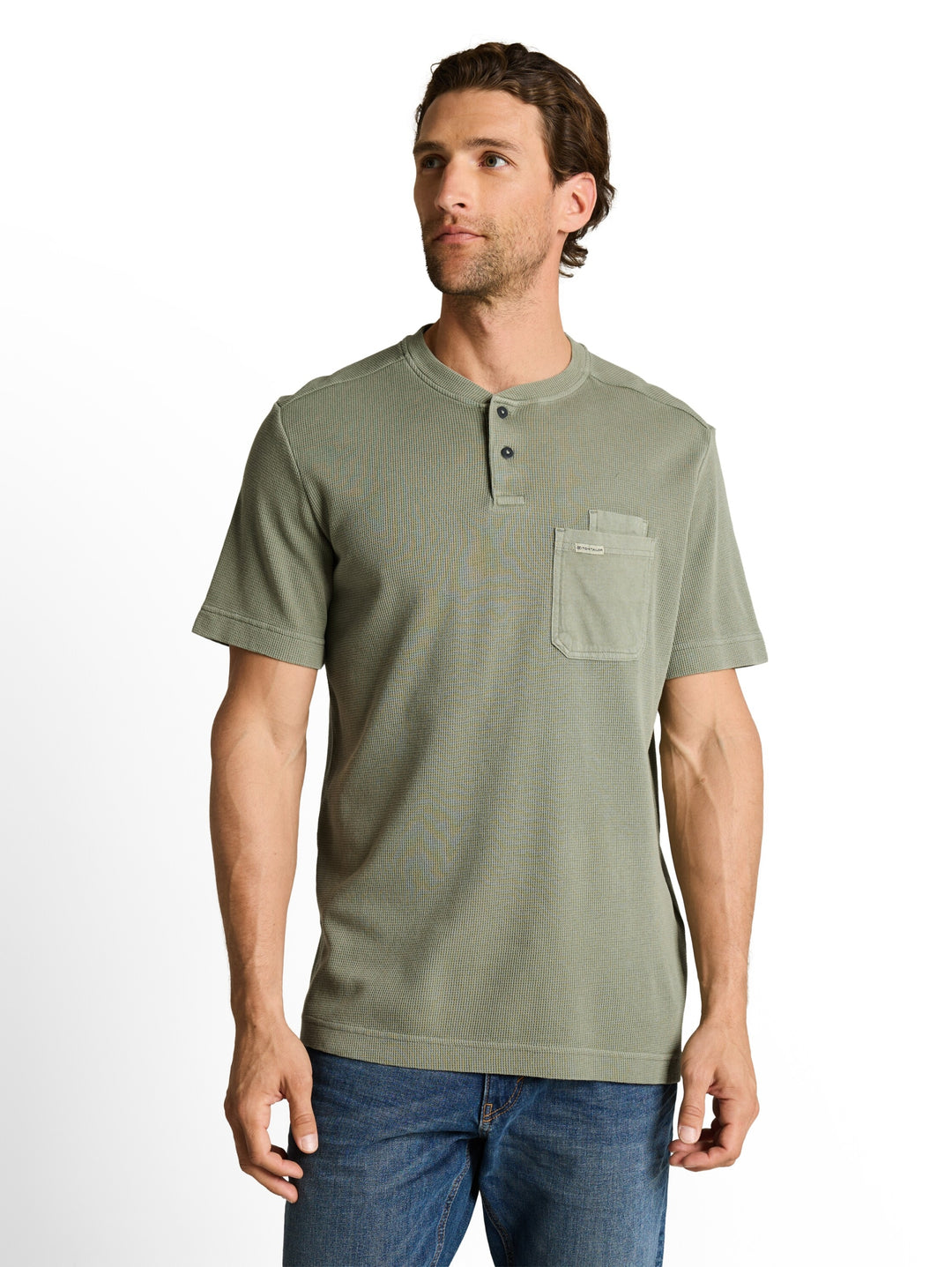 structured garment dye henley, Greyish Shadow Olive 10767 Bild 6
