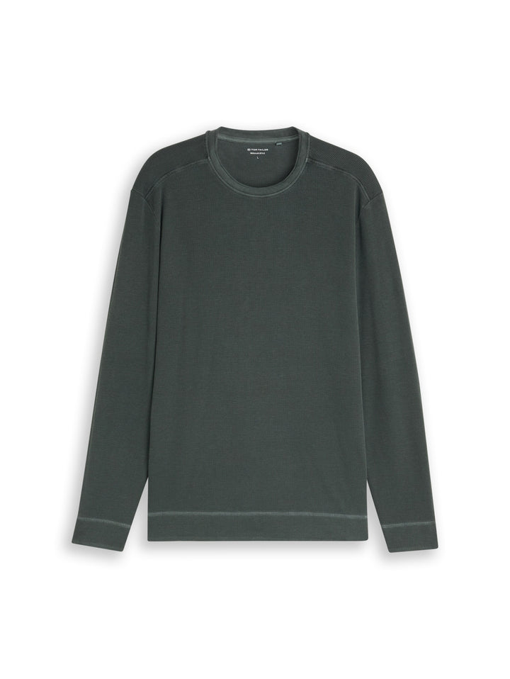 structured garment dye longsle, Darkest Olive 14406 Bild 1