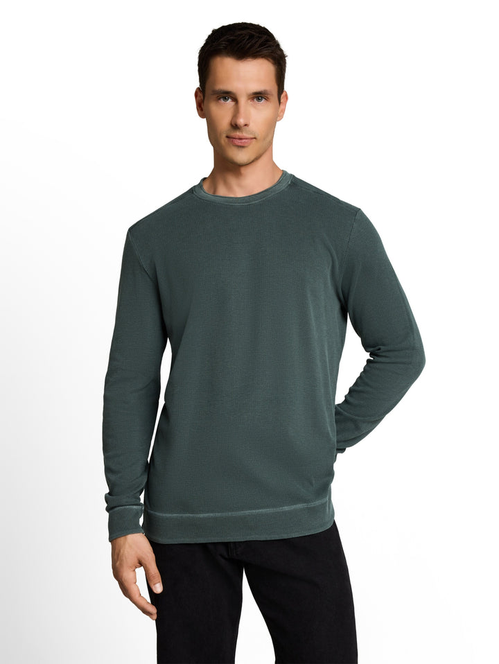structured garment dye longsle, Darkest Olive 14406 Bild 4
