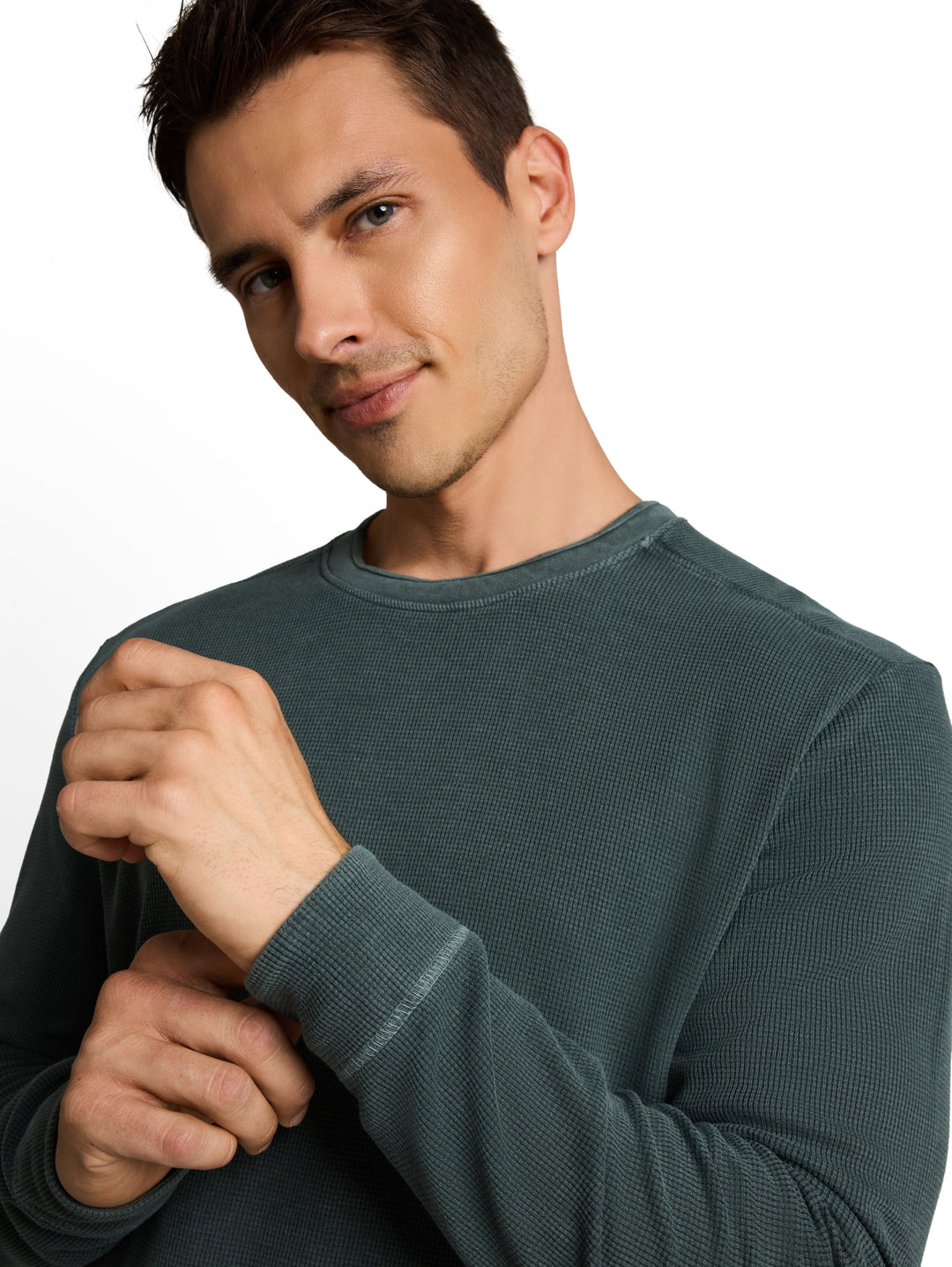 structured garment dye longsle, Darkest Olive 14406 Bild 5