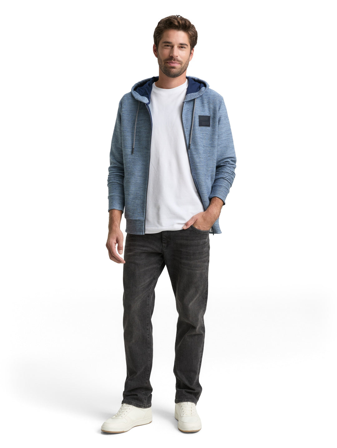 structured  hoodie, denim blue structured melange 39220 Bild 3