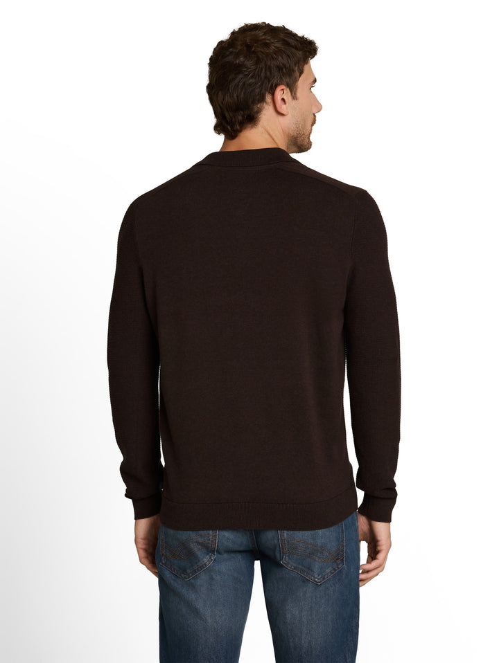 structured knit polo, dark chocolate brown melange 40781 Bild 4