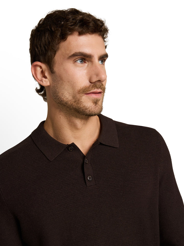 structured knit polo, dark chocolate brown melange 40781 Bild 6