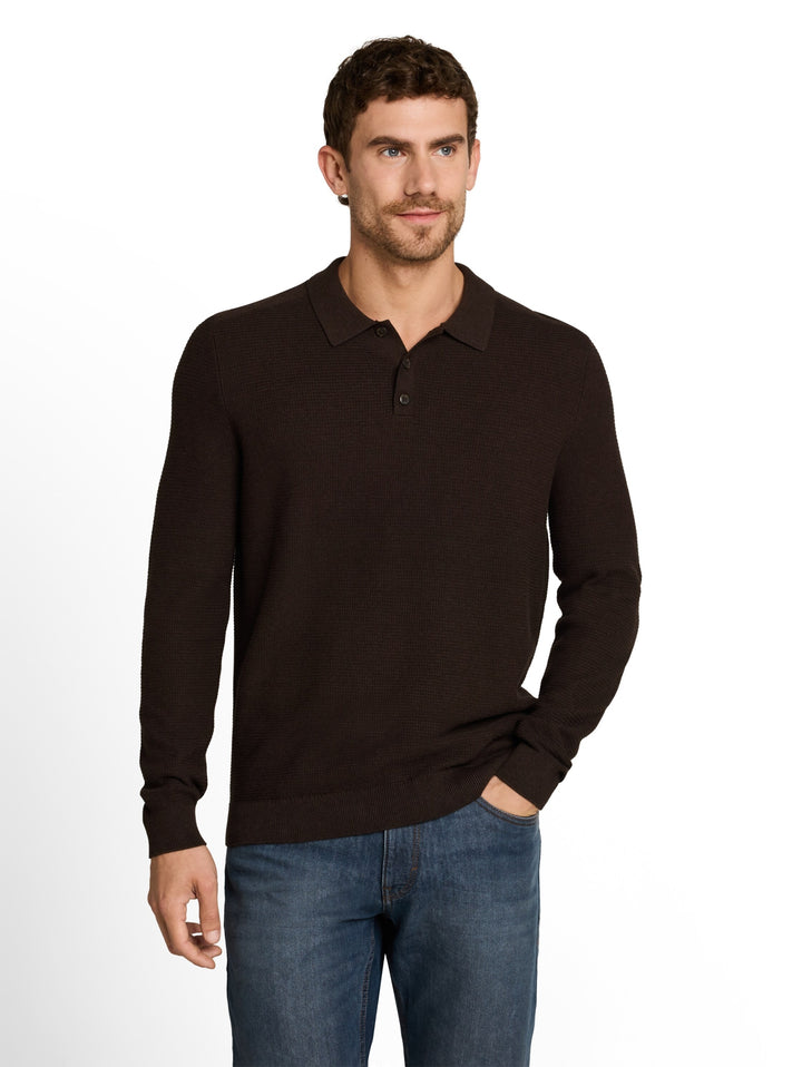 structured knit polo, dark chocolate brown melange 40781 Bild 8