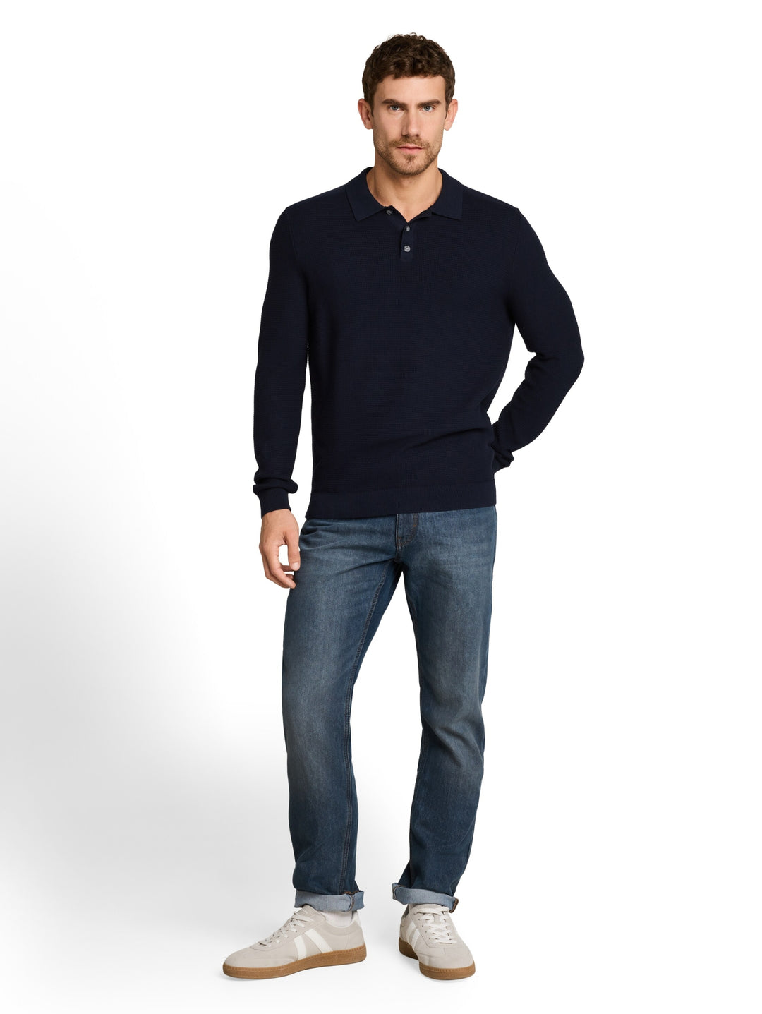 structured knit polo, sky captain blue 10668 Bild 3